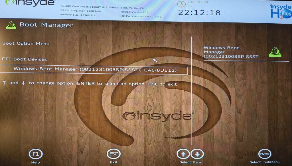 Configurar Boot Manager en BIOS