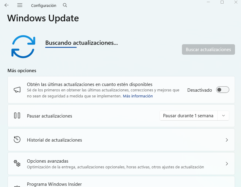 Buscar actualizaciones en Windows Update