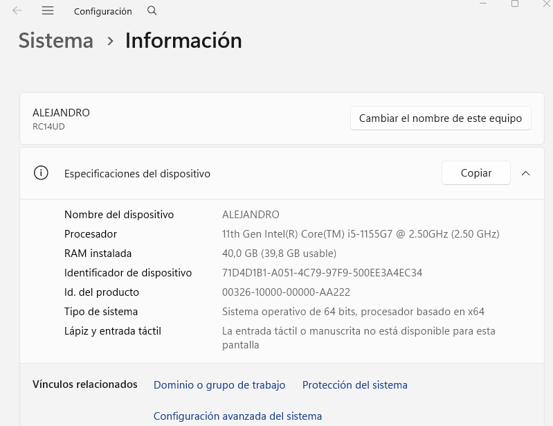 Comprobar memoria RAM instalada en el sistema operstivo
