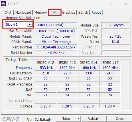 Ver en CPU-Z cuantos slots de memoria RAM hay disponibles