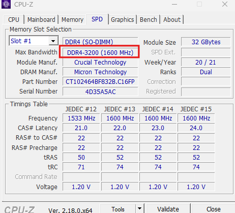 Comprobar velocidad de la memoria RAM en CPU-Z