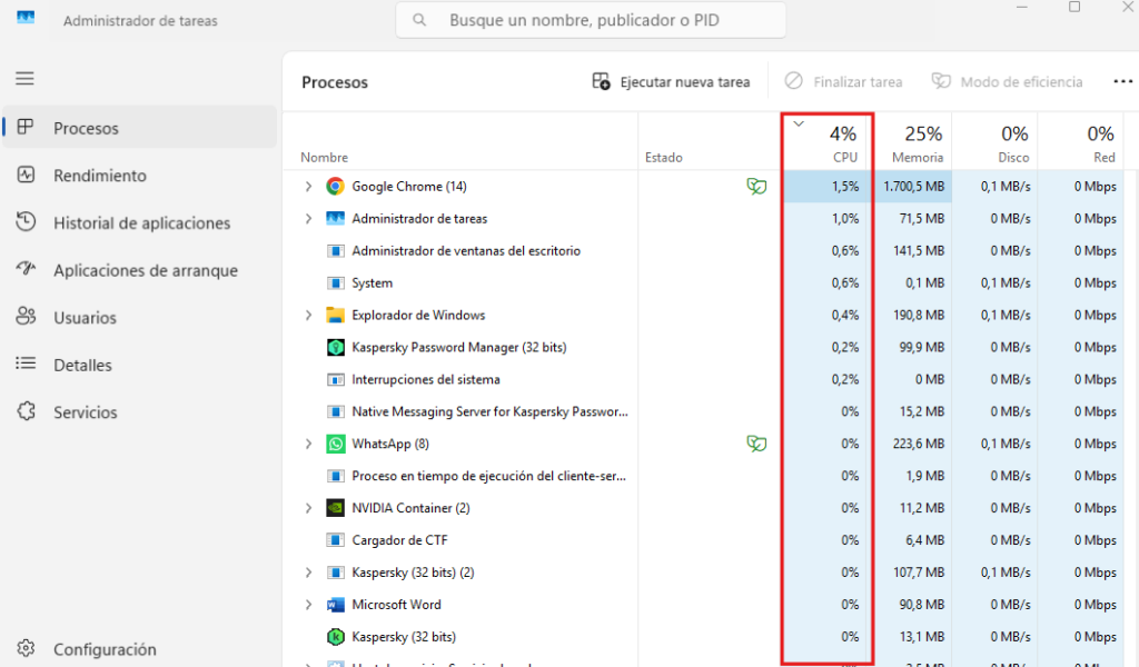 Programas con consumo excesivo de CPU