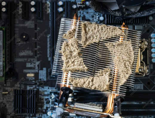 Disipador del ordenador con polvo acumulado