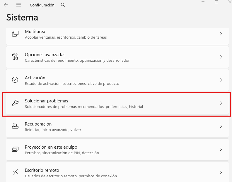 Abrir solucionador de problemas de Windows