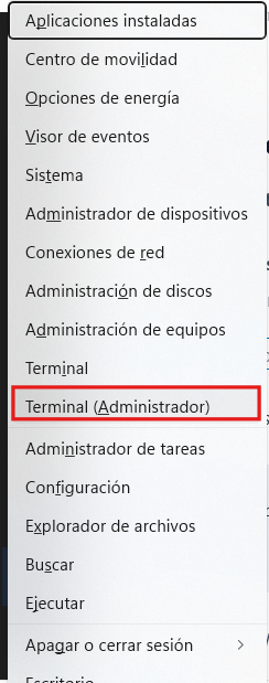 Abrir terminal como administrador en windows 11