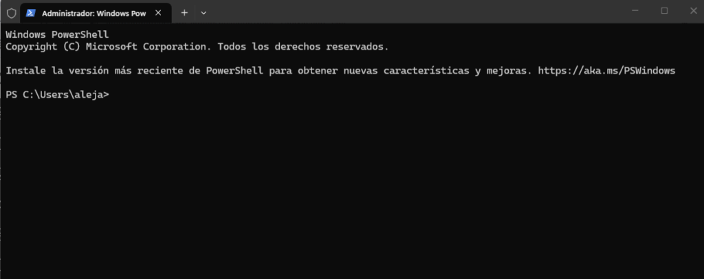 terminal de Windows en modo administrador