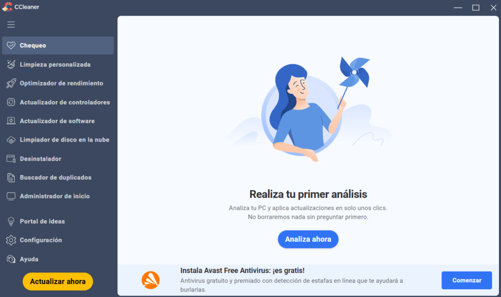 Liimpieza de archivos con software CCleaner