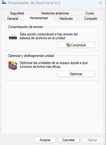Desfragmentador de disco duro HDD en Windows