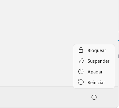 Opciones de reinicio del pc