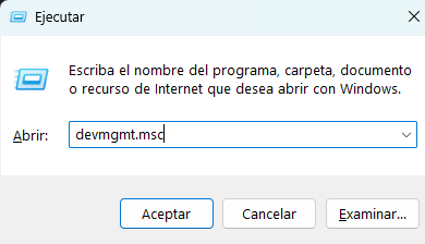 abrir administrador de dispositivos mediante comando