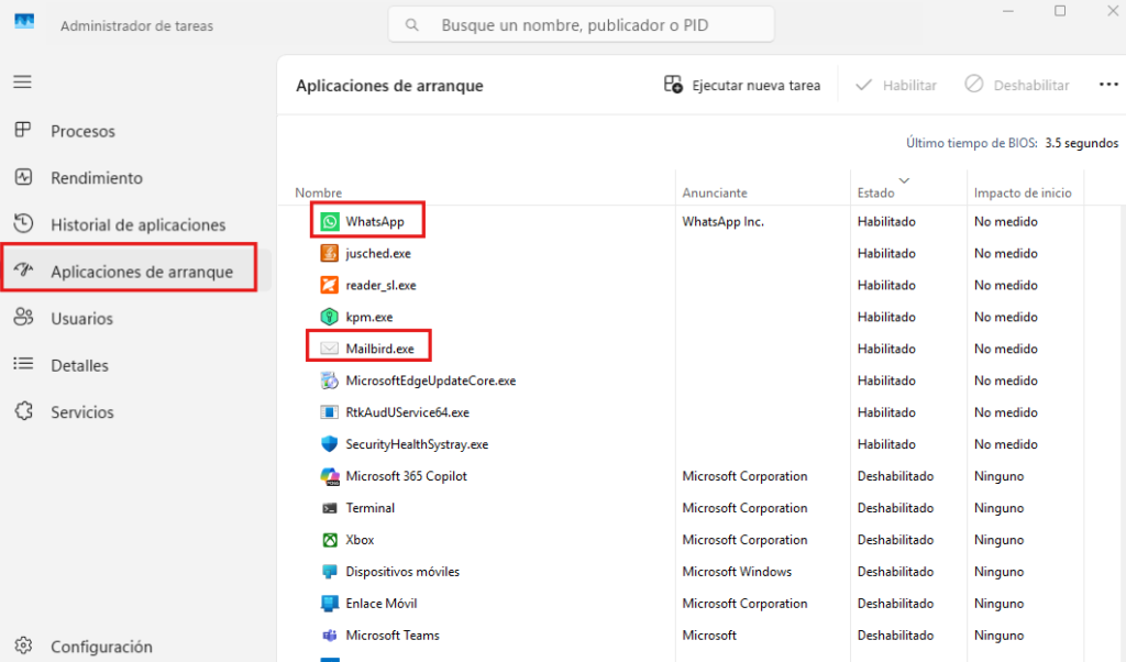 Deshabilitar programas de arranque en windows 