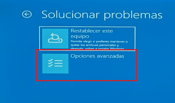 Opciones avanzadas del modo seguro