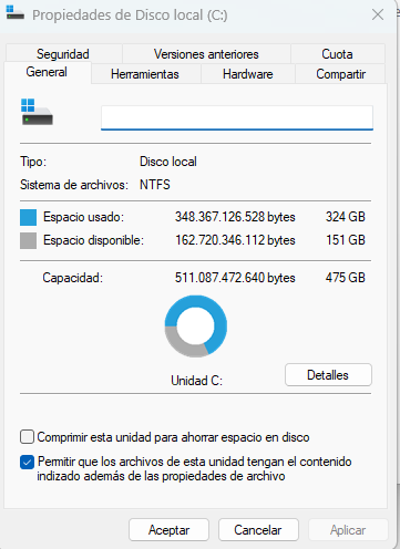 Abrir propiedades del disco duro