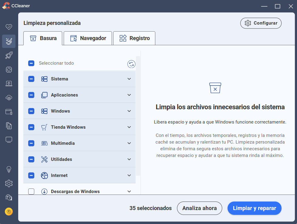 Usar CCleaner para borrar archivos temporales