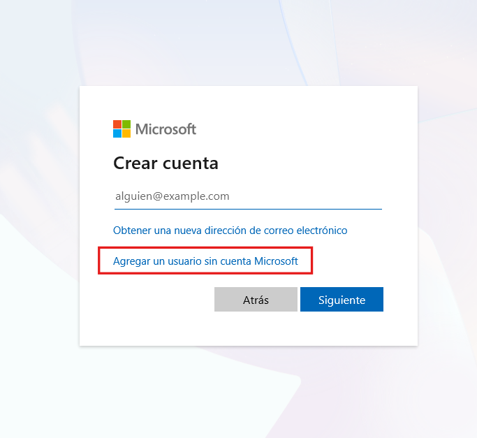 Nueva cuenta de windows sin tener un correo de Microsoft