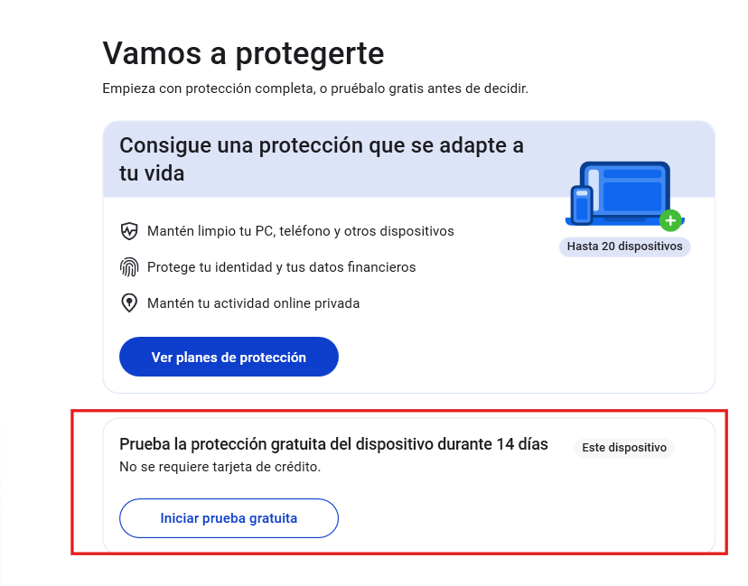 Iniciar preriodo de prueba gratis de Malwarebytes