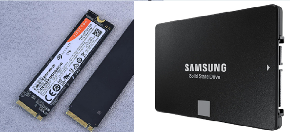 SSD NVMe M.2 de alta velocidad junto a SSD SATA tradicional
