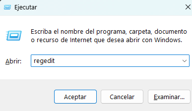 Ejecutar regedit en Windows