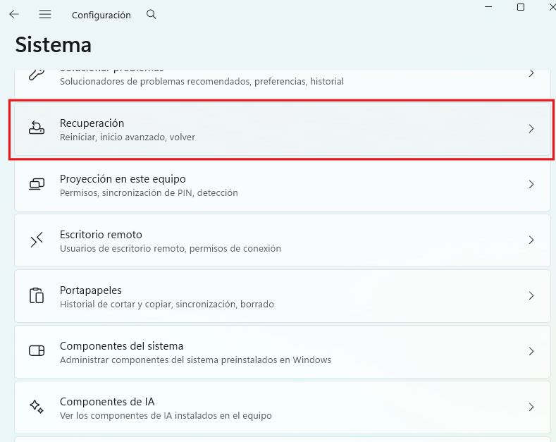 Iniciar windows modo seguro desde recuperación del sistema