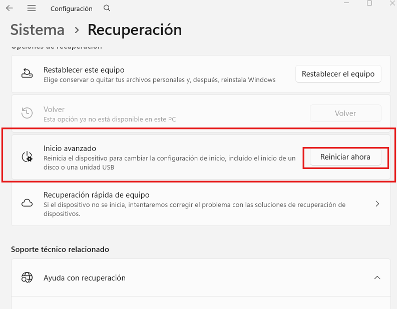 Reiniciar en modo seguro