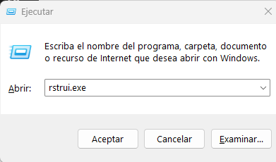 Ejecutar restaurador de windows 11
