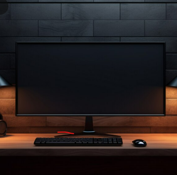 Monitor de ordenador con pantalla negra sin señal