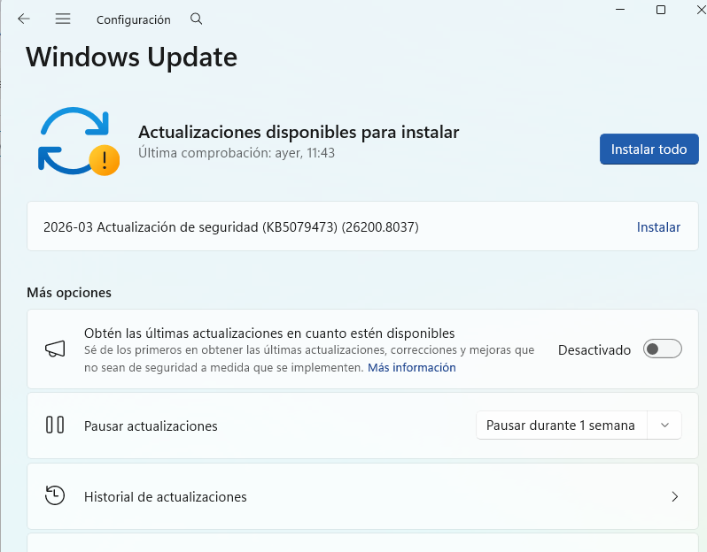 Descargar e instalar actualizaciones en Windows 11