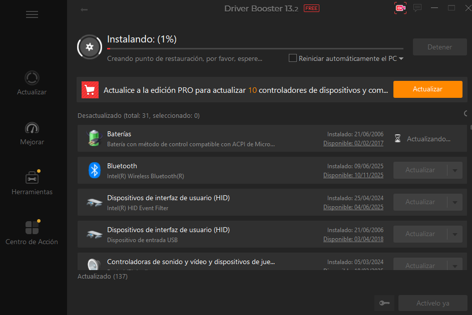 Descargando e instalando driver seleccionado