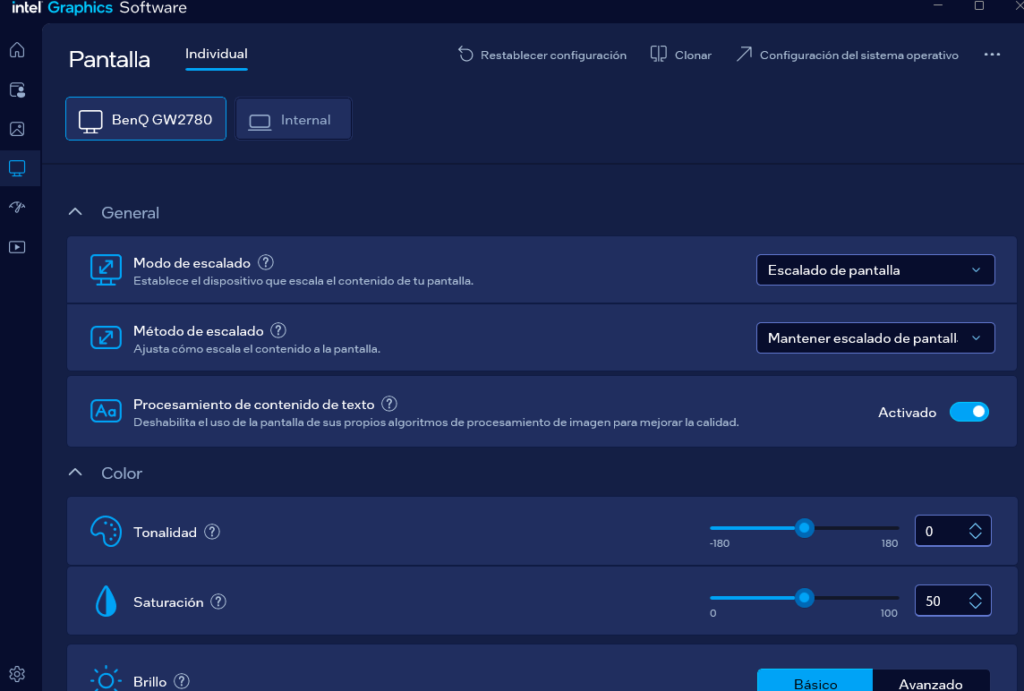 Panel de control de tarjeta gráfica para configurar múltiples monitores