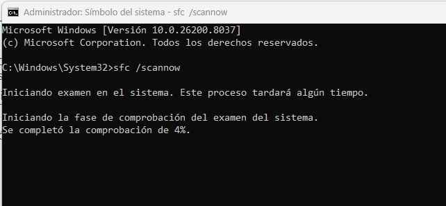Reparar archivos del sistema mediante CMD