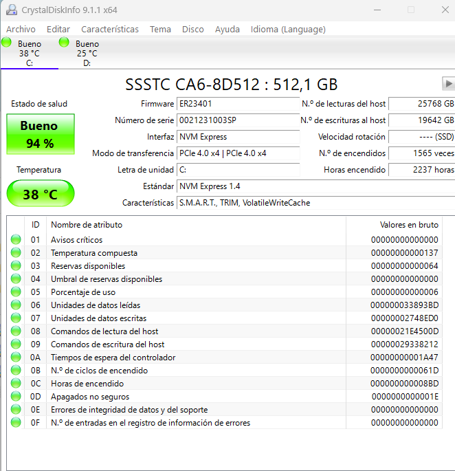 Comprobar estado del disco duro mediante CrystalDiskInfo