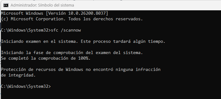 Ejecutar escáner de archivos corruptos y repararlos en Windows 