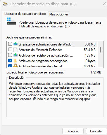 Liberar espacio en disco eliminando archivos del sistema