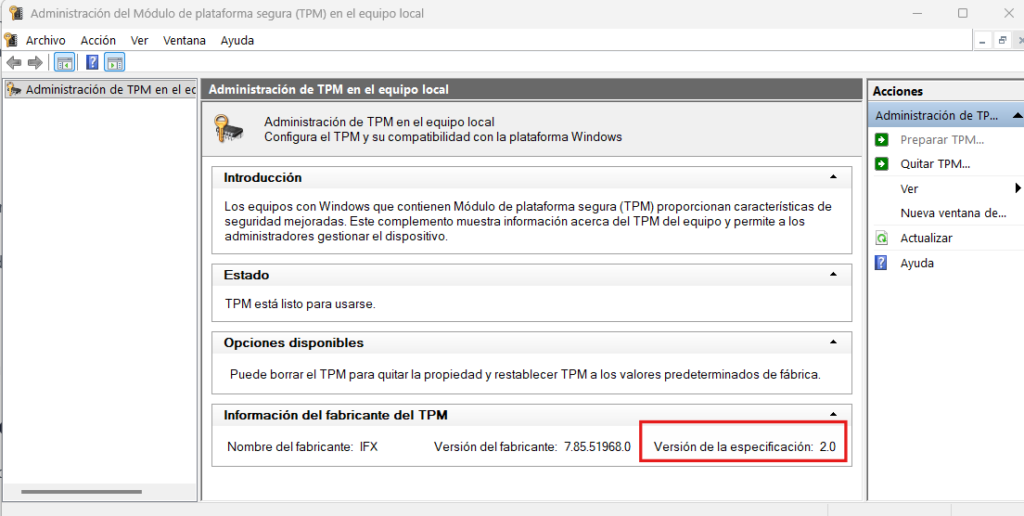 Comprobar TPM para ver si Windows 11 es compatible con el  ordenador