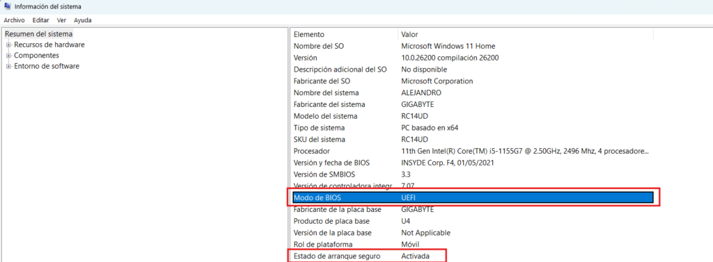 Comprobar que Secure Boot está activo y disponible en tu ordenador