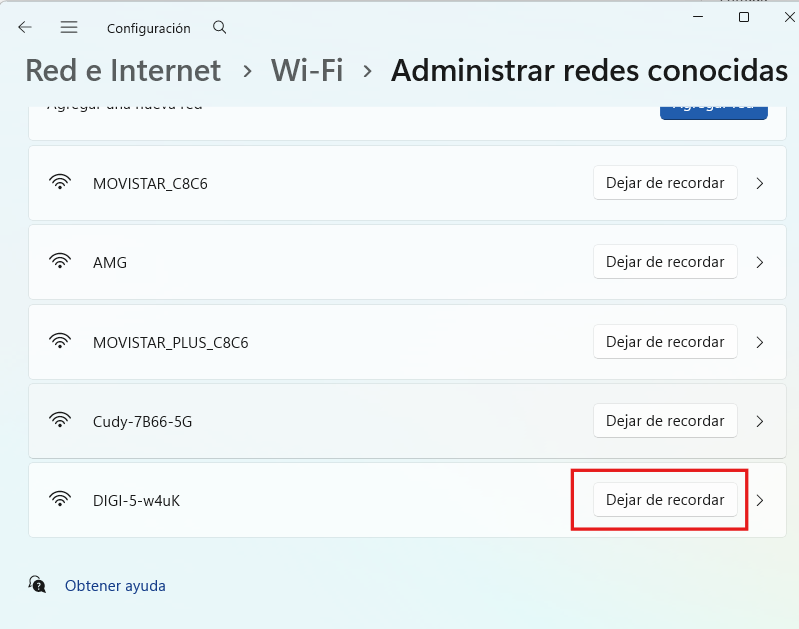 Como olvidar o eliminar una red wifi conocida en Windows 11