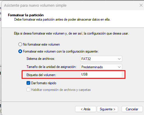 Formatear el nuevo disco o pen drive, poner formato y el nombre que prefieras. Recomendable NTFS de formato
