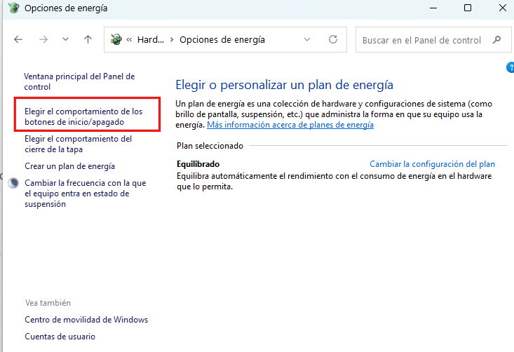 Configurar el comportamiento de los botones de Inicio/Apagado