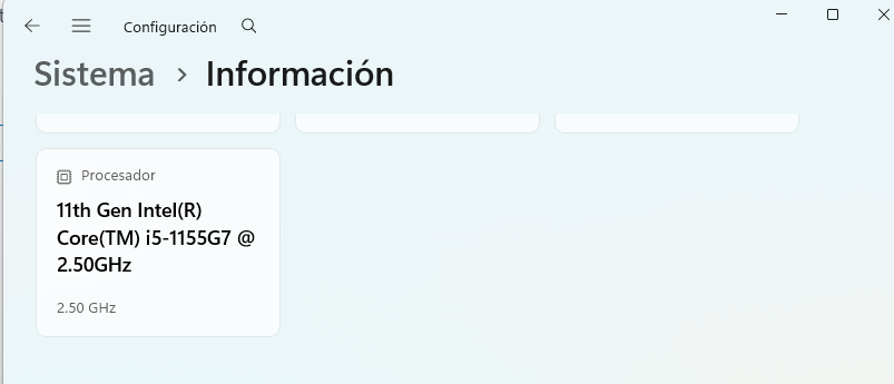 Como ver la Información del procesador del ordenador en Windows 11