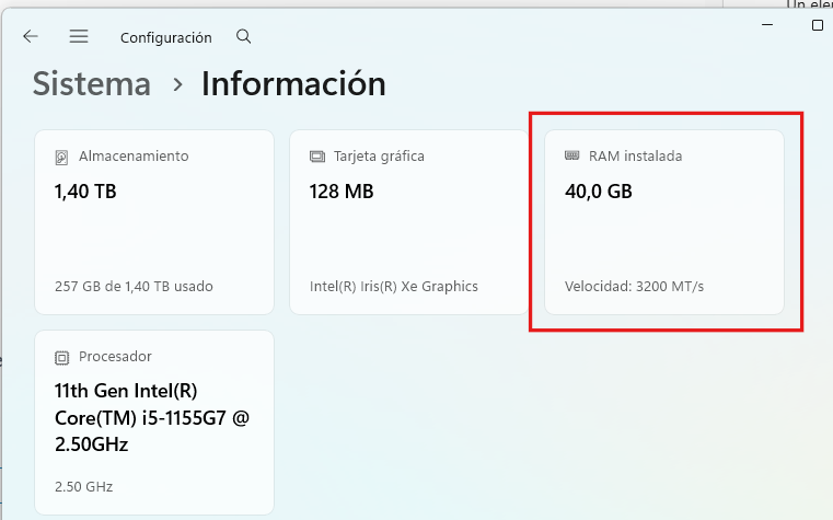 Ver la información del sistema mediante comando Windows + Pausa