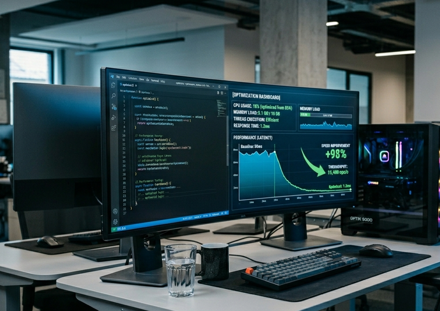 Interfaz de software de optimización en ordenador Windows