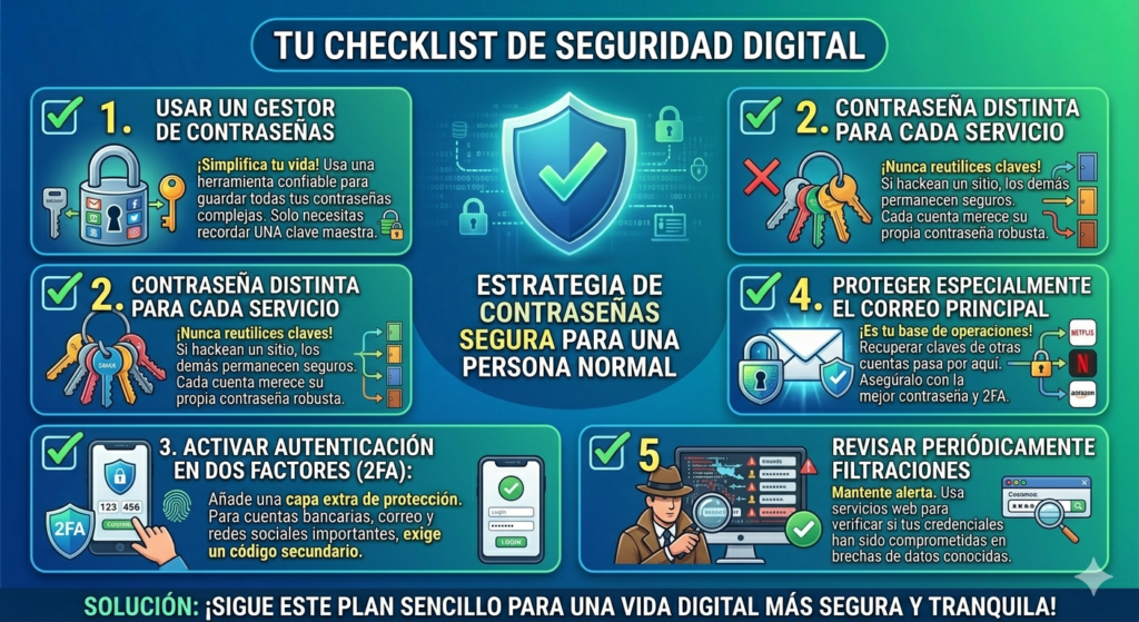 Lista de medidas que debes tomar para mantener tus contraseñas seguras
