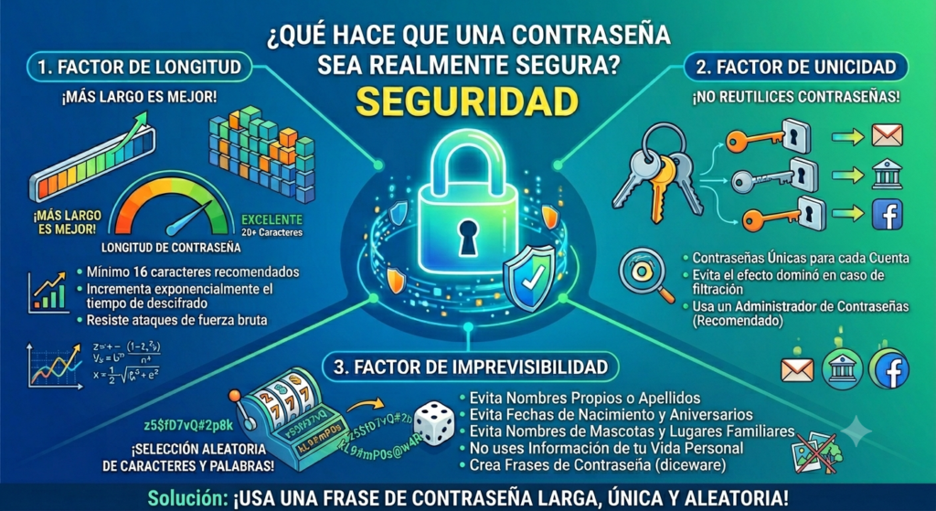 Como hacer una contraseña segura siguiendo tres factores claves