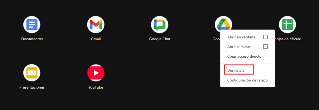 Como quitar apps de google Chrome