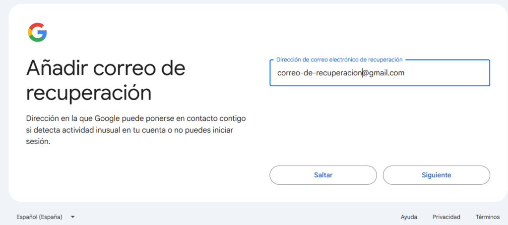 Opciones de recuperación